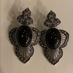 Vintage style black and silver earrings